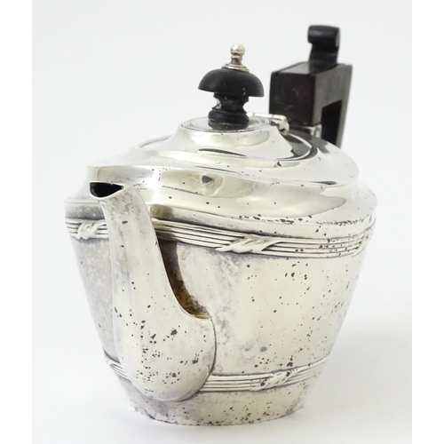 344 - A silver Bachelor's three piece tea set comprising teapot, sugar bowl and milk jug, hallmarked Birmi... 