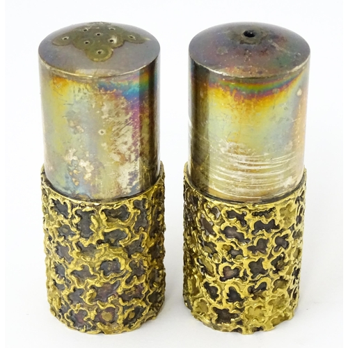 354 - An Elizabeth II Modernist silver cruet comprising salt and pepper, hallmarked London 1971, maker Stu... 