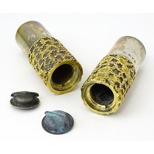 354 - An Elizabeth II Modernist silver cruet comprising salt and pepper, hallmarked London 1971, maker Stu... 