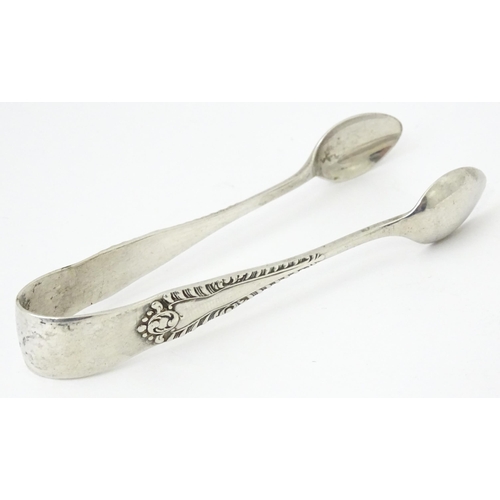 356 - Silver sugar tongs with engraved decoration, hallmarked Birmingham 1929, maker Joseph Gloster Ltd. A... 
