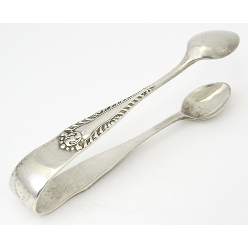 356 - Silver sugar tongs with engraved decoration, hallmarked Birmingham 1929, maker Joseph Gloster Ltd. A... 