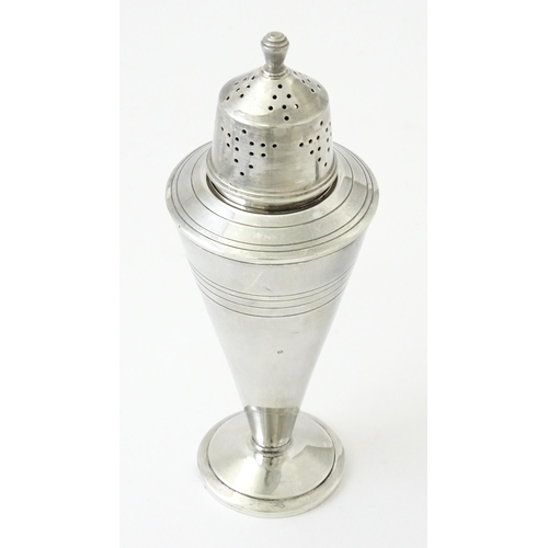 357 - An Art Deco silver sugar caster hallmarked Birmingham1937, maker Adie Brothers Ltd. Approx. 6 1/4