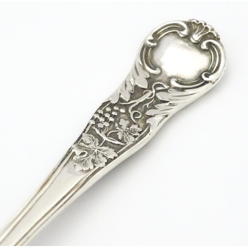 529 - A cased Victorian silver Christening spoon with fruiting vine decoration, hallmarked London 1879, ma... 