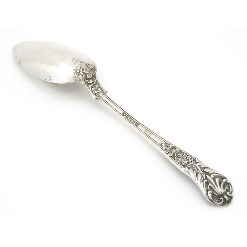 529 - A cased Victorian silver Christening spoon with fruiting vine decoration, hallmarked London 1879, ma... 