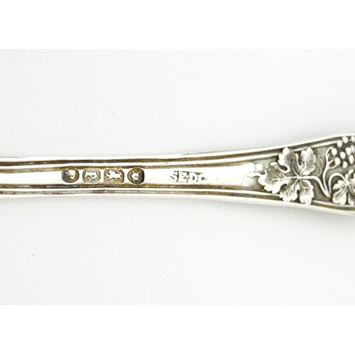 529 - A cased Victorian silver Christening spoon with fruiting vine decoration, hallmarked London 1879, ma... 
