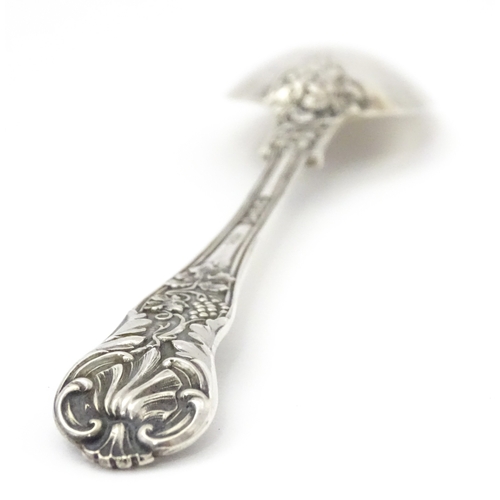 529 - A cased Victorian silver Christening spoon with fruiting vine decoration, hallmarked London 1879, ma... 