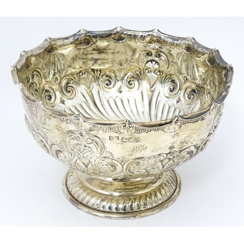 543 - A Victorian silver pedestal bowl with embossed decoration, hallmarked Sheffield 1896, maker Atkin Br... 