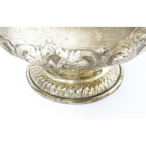 543 - A Victorian silver pedestal bowl with embossed decoration, hallmarked Sheffield 1896, maker Atkin Br... 