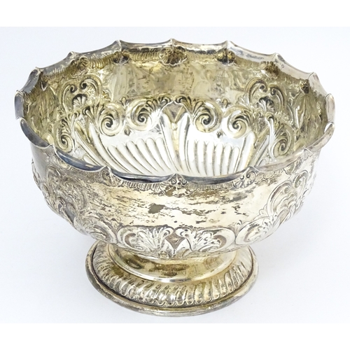 543 - A Victorian silver pedestal bowl with embossed decoration, hallmarked Sheffield 1896, maker Atkin Br... 