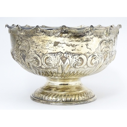 543 - A Victorian silver pedestal bowl with embossed decoration, hallmarked Sheffield 1896, maker Atkin Br... 