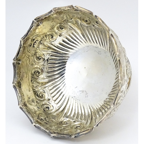 543 - A Victorian silver pedestal bowl with embossed decoration, hallmarked Sheffield 1896, maker Atkin Br... 
