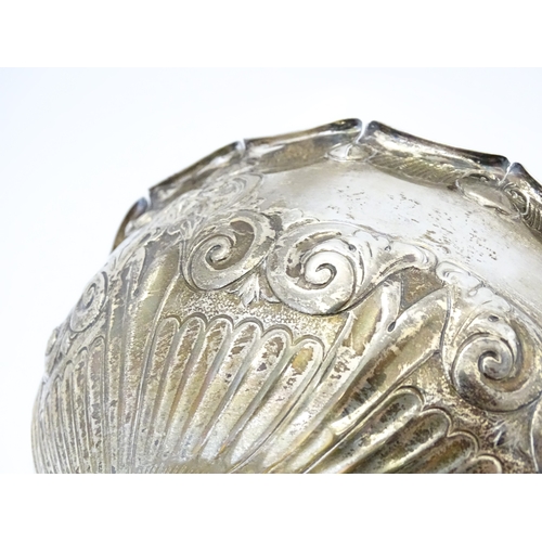 543 - A Victorian silver pedestal bowl with embossed decoration, hallmarked Sheffield 1896, maker Atkin Br... 