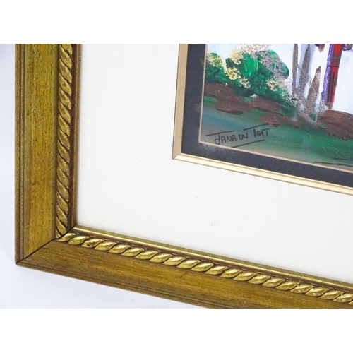 1781 - Jana du Toit (b. 1945), South African School, Oil on canvas, A colourful townscape with figures. Sig... 