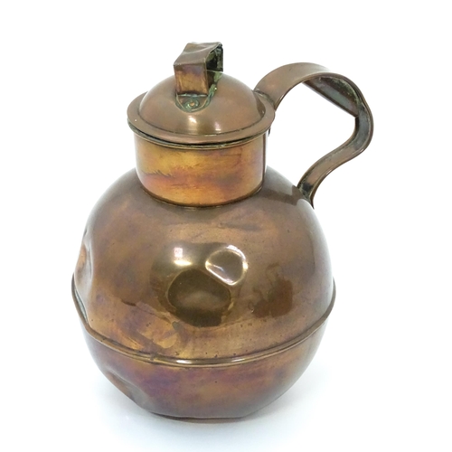 3 - A quantity of brass and copper to include a copper kettle, teapot and jug together with a large bras... 