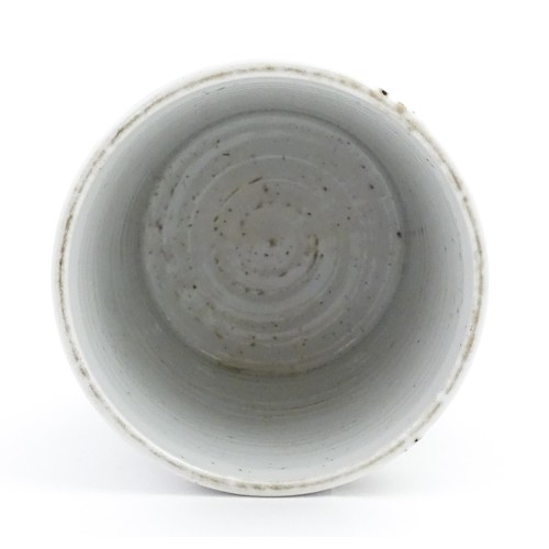 60 - A Chinese Wucai brush pot decorated with figures on a terrace, and in a landscape, with Character sc... 