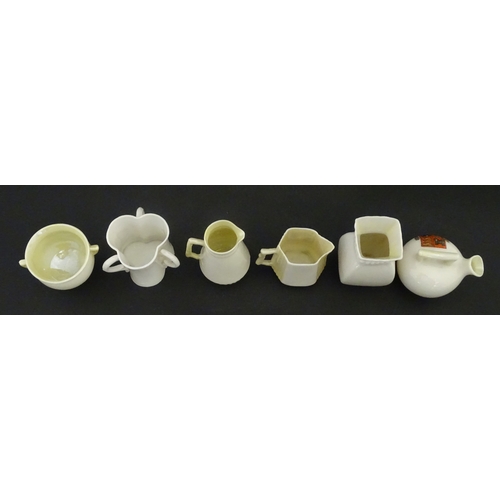 105 - Six Belleek crested china wares to include three for Limerick, one for Larne, Belfast and Dublin. Ea... 