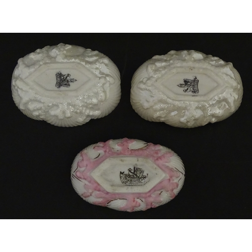 99 - Six Belleek wares in the New Shell Yellow pattern to include plate, milk jug, tray and dishes. To in... 