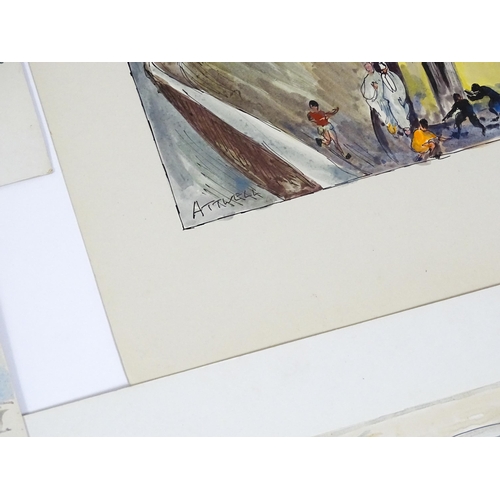 1914 - A collection of watercolours / gouaches by Ivy Theresa Attwell (1895-1985) to include a market scene... 