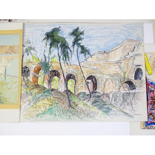 1914 - A collection of watercolours / gouaches by Ivy Theresa Attwell (1895-1985) to include a market scene... 