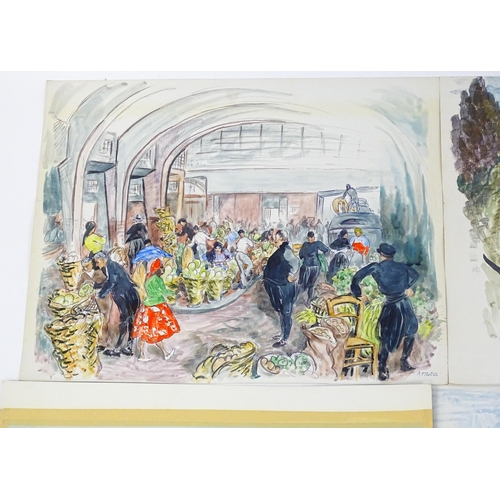 1914 - A collection of watercolours / gouaches by Ivy Theresa Attwell (1895-1985) to include a market scene... 