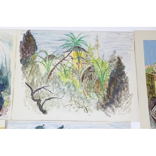 1914 - A collection of watercolours / gouaches by Ivy Theresa Attwell (1895-1985) to include a market scene... 