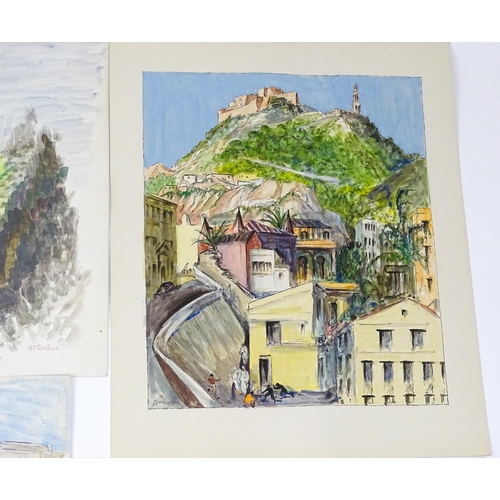 1914 - A collection of watercolours / gouaches by Ivy Theresa Attwell (1895-1985) to include a market scene... 