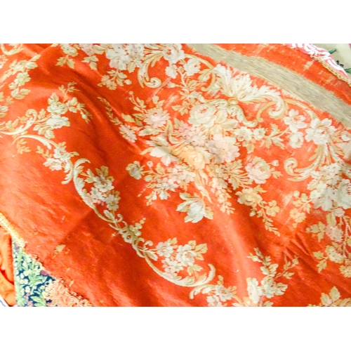 31 - A quantity of assorted textiles to include a 20thC needlework sample with letters of the alphabet by... 