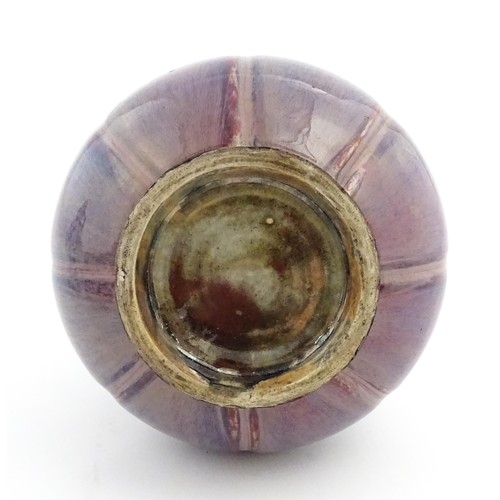 56 - A Chinese sang de boeuf vase of lobed form. Approx. 10 1/2