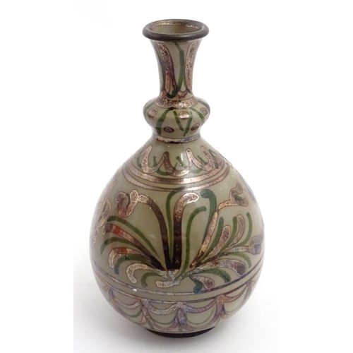 91 - A Continental vase with knop detail to neck with banded lustre decoration. Approx. 7 1/4