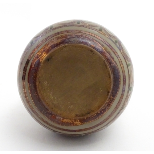 91 - A Continental vase with knop detail to neck with banded lustre decoration. Approx. 7 1/4