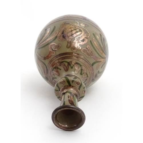 91 - A Continental vase with knop detail to neck with banded lustre decoration. Approx. 7 1/4