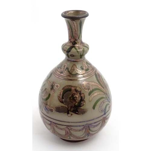 91 - A Continental vase with knop detail to neck with banded lustre decoration. Approx. 7 1/4