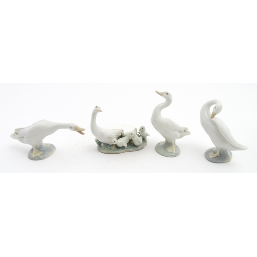 178 - Four Lladro models of ducks to include Little Duck no. 4552, Little Ducks after Mother no. 1307, etc... 