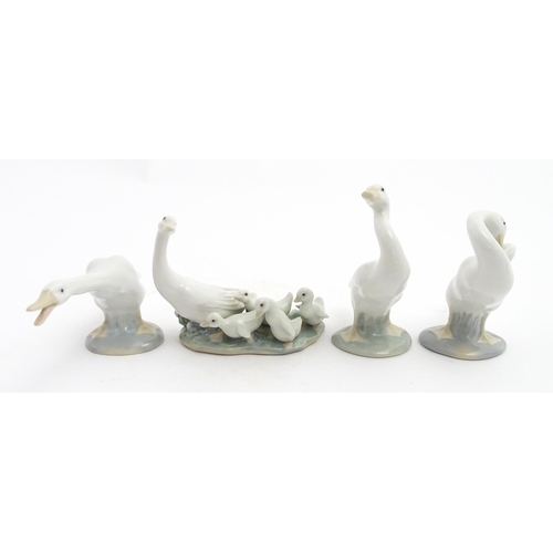 178 - Four Lladro models of ducks to include Little Duck no. 4552, Little Ducks after Mother no. 1307, etc... 