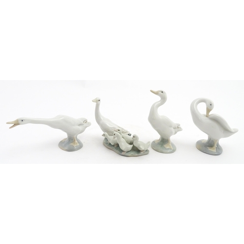 178 - Four Lladro models of ducks to include Little Duck no. 4552, Little Ducks after Mother no. 1307, etc... 