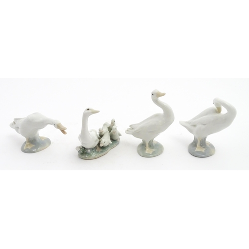 178 - Four Lladro models of ducks to include Little Duck no. 4552, Little Ducks after Mother no. 1307, etc... 
