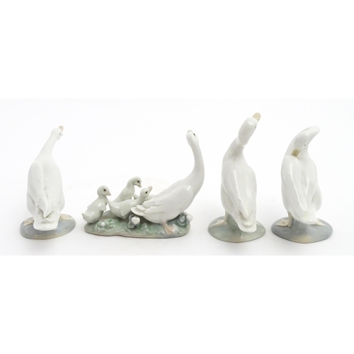 178 - Four Lladro models of ducks to include Little Duck no. 4552, Little Ducks after Mother no. 1307, etc... 
