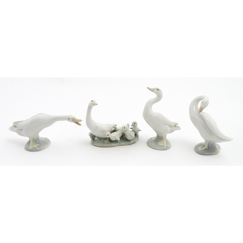 178 - Four Lladro models of ducks to include Little Duck no. 4552, Little Ducks after Mother no. 1307, etc... 
