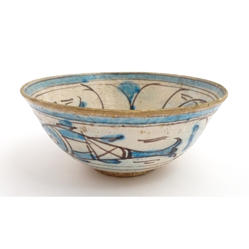 210 - A Continental bowl with decorated with fish and flowers. Approx. 3 1/2