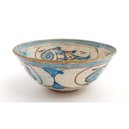 210 - A Continental bowl with decorated with fish and flowers. Approx. 3 1/2