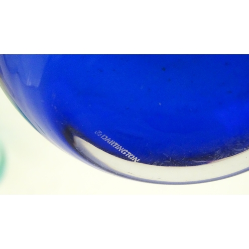 315 - Assorted glassware to include a ' Devon Blue' vase by Dartington, a Caithness glass vase with Robin ... 