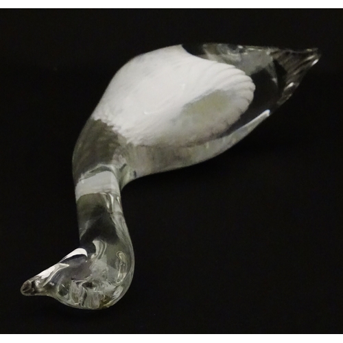 318 - Two Swedish art glass figures /  paperweights, one formed as a penguin and signed under FM Ronneby S... 