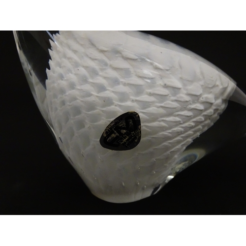 318 - Two Swedish art glass figures /  paperweights, one formed as a penguin and signed under FM Ronneby S... 