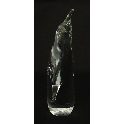 318 - Two Swedish art glass figures /  paperweights, one formed as a penguin and signed under FM Ronneby S... 