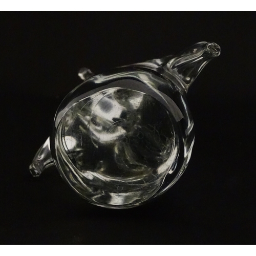 318 - Two Swedish art glass figures /  paperweights, one formed as a penguin and signed under FM Ronneby S... 