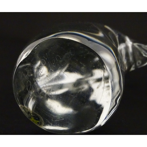 318 - Two Swedish art glass figures /  paperweights, one formed as a penguin and signed under FM Ronneby S... 