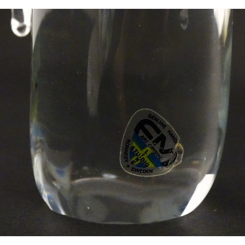 318 - Two Swedish art glass figures /  paperweights, one formed as a penguin and signed under FM Ronneby S... 