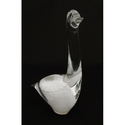 318 - Two Swedish art glass figures /  paperweights, one formed as a penguin and signed under FM Ronneby S... 