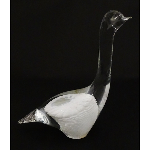 318 - Two Swedish art glass figures /  paperweights, one formed as a penguin and signed under FM Ronneby S... 