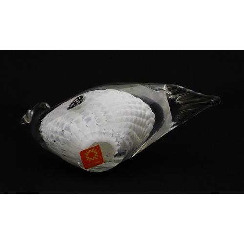 318 - Two Swedish art glass figures /  paperweights, one formed as a penguin and signed under FM Ronneby S... 